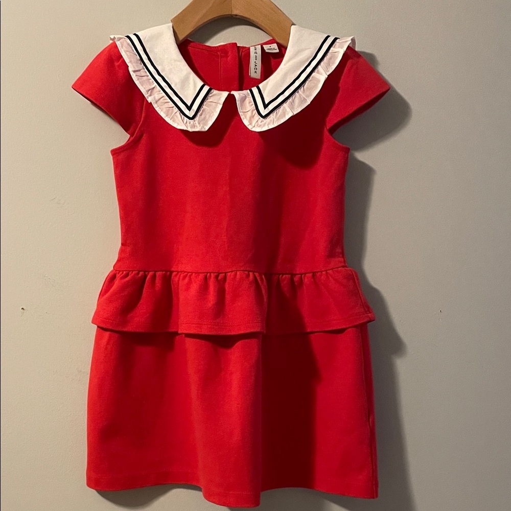 Janie and Jack girls red collared sailor dress. size:4